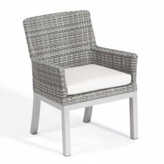 Hospitality Restauarant Hotel Almar Woven Aluminum Argento Outdoor Dining Arm Chair